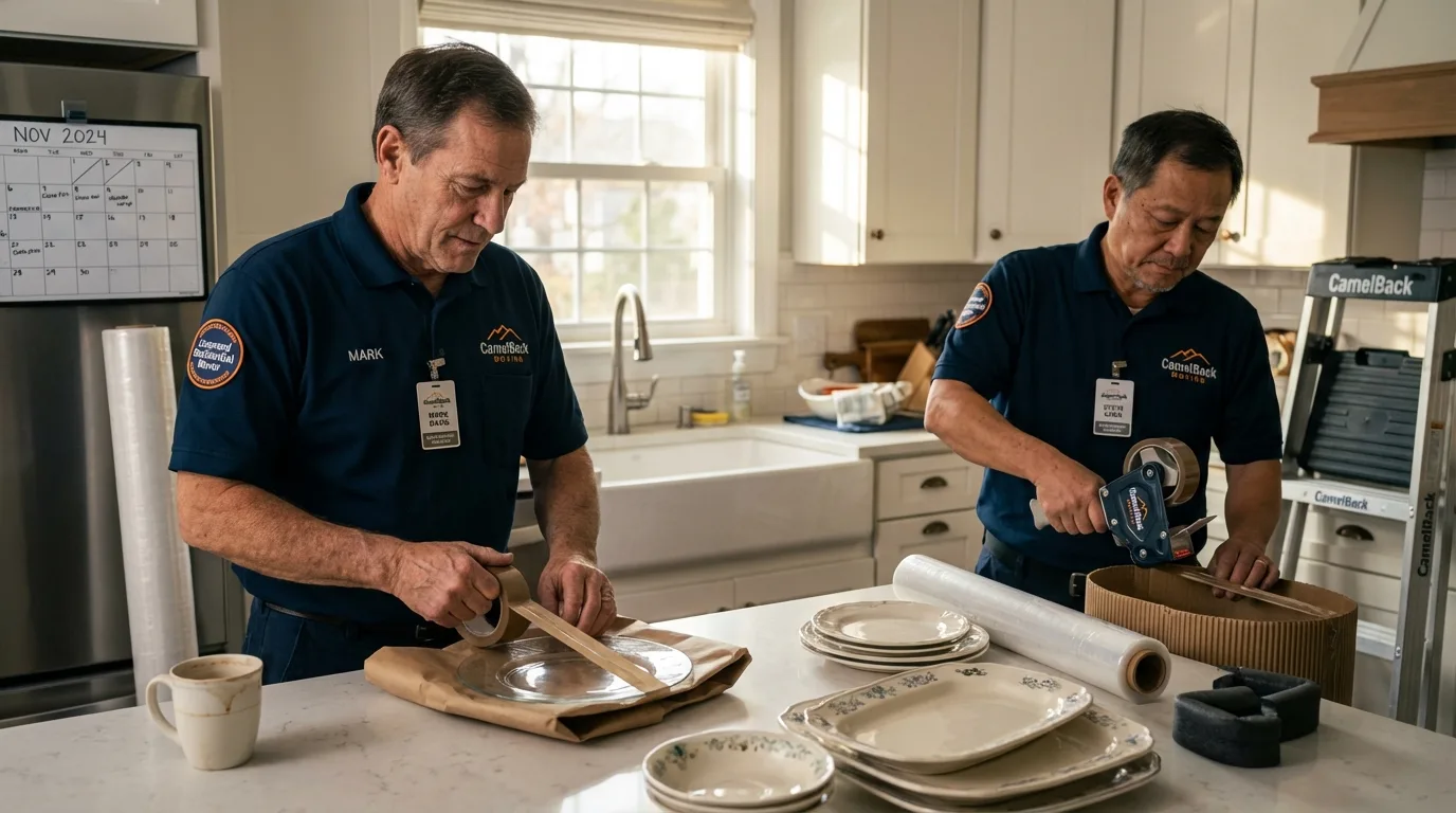 Professional crew packing kitchen dishware in Lake Katrine, NY